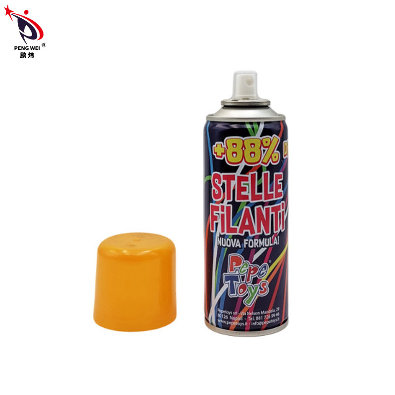 ISO14001 Crazy Silly String Spray 6 สีไม่ติดไฟทนทาน
