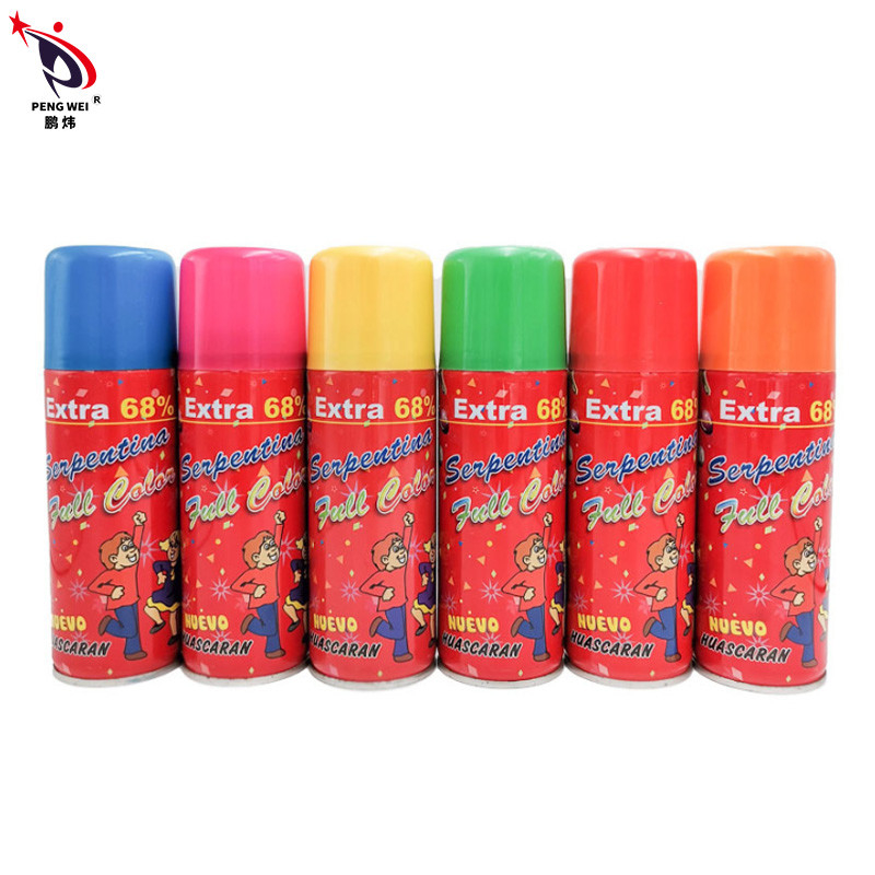 ขายส่งงานแต่งงานคริสต์มาสปาร์ตี้สีสัน Crazy String Spray / Crazy Ribbon Spray